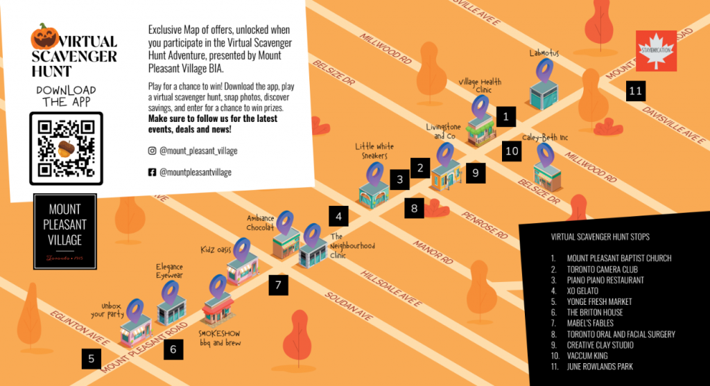 Virtual Scavenger Hunt Map on Mount Pleasant Village BIA